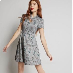 NWT Modcloth Houndstooth Floral Dress XXS